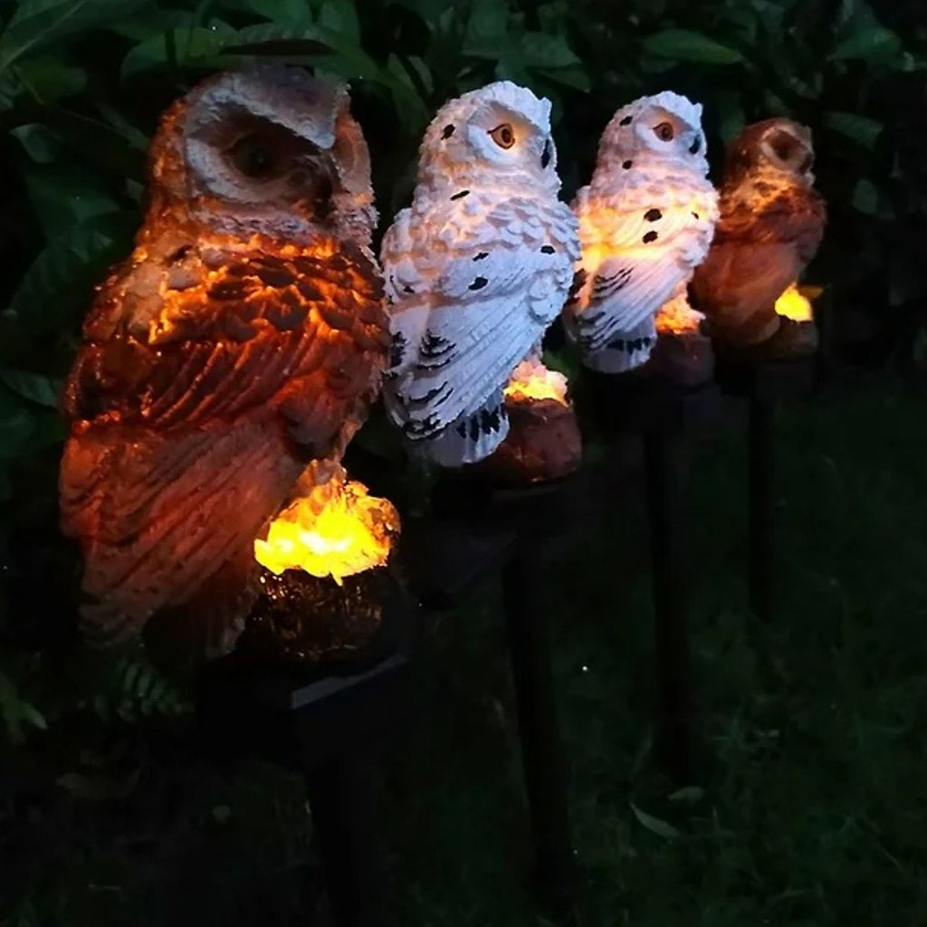 Búho Solar Decorativo para Jardín – Luz Automática