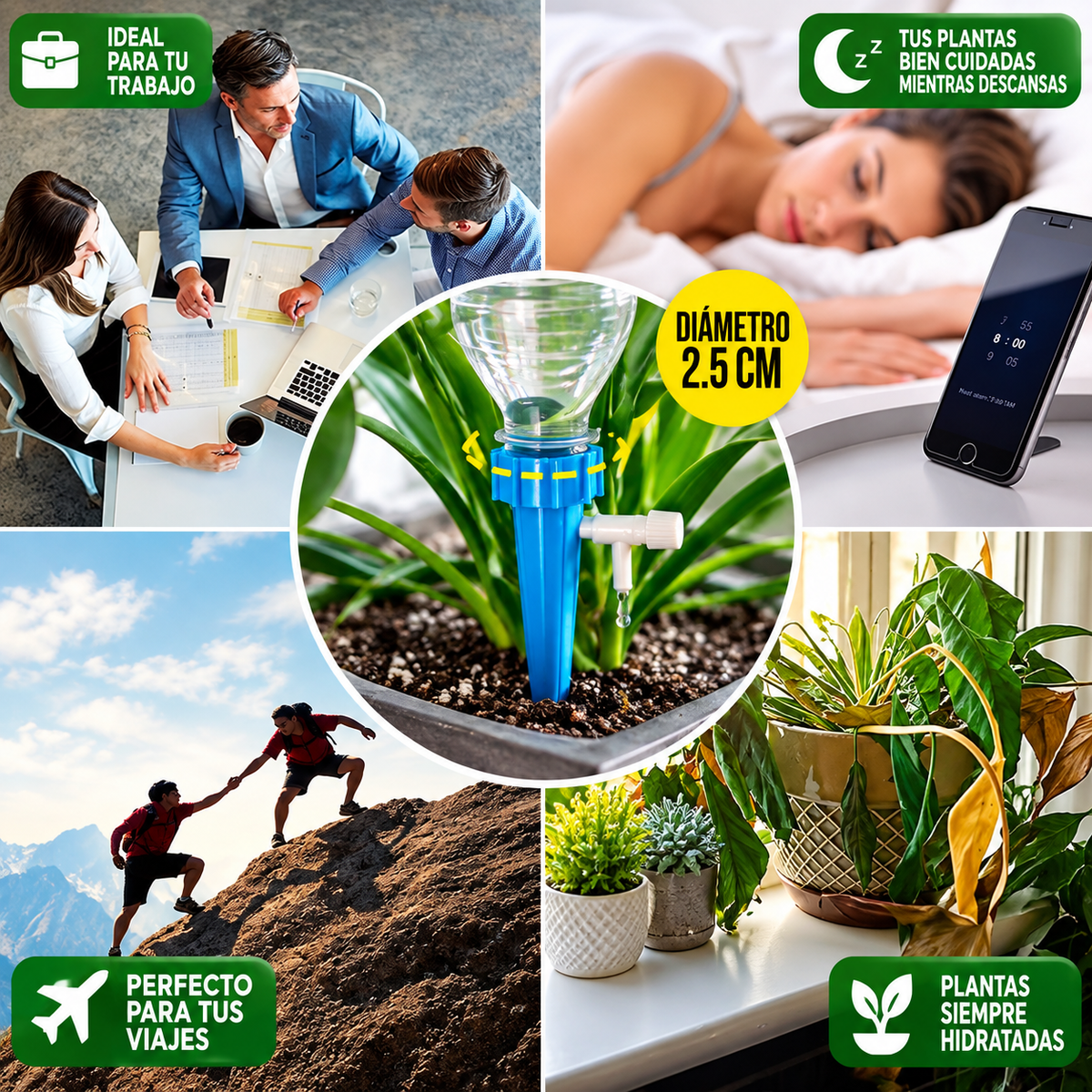 Estacas de Riego por Goteo Regulable – Pack de 6