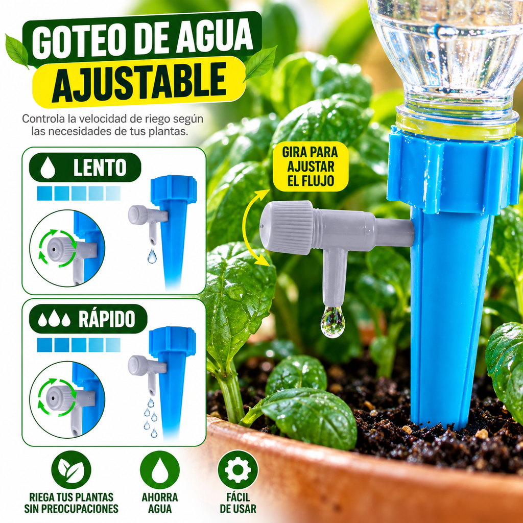 Estacas de Riego por Goteo Regulable – Pack de 6