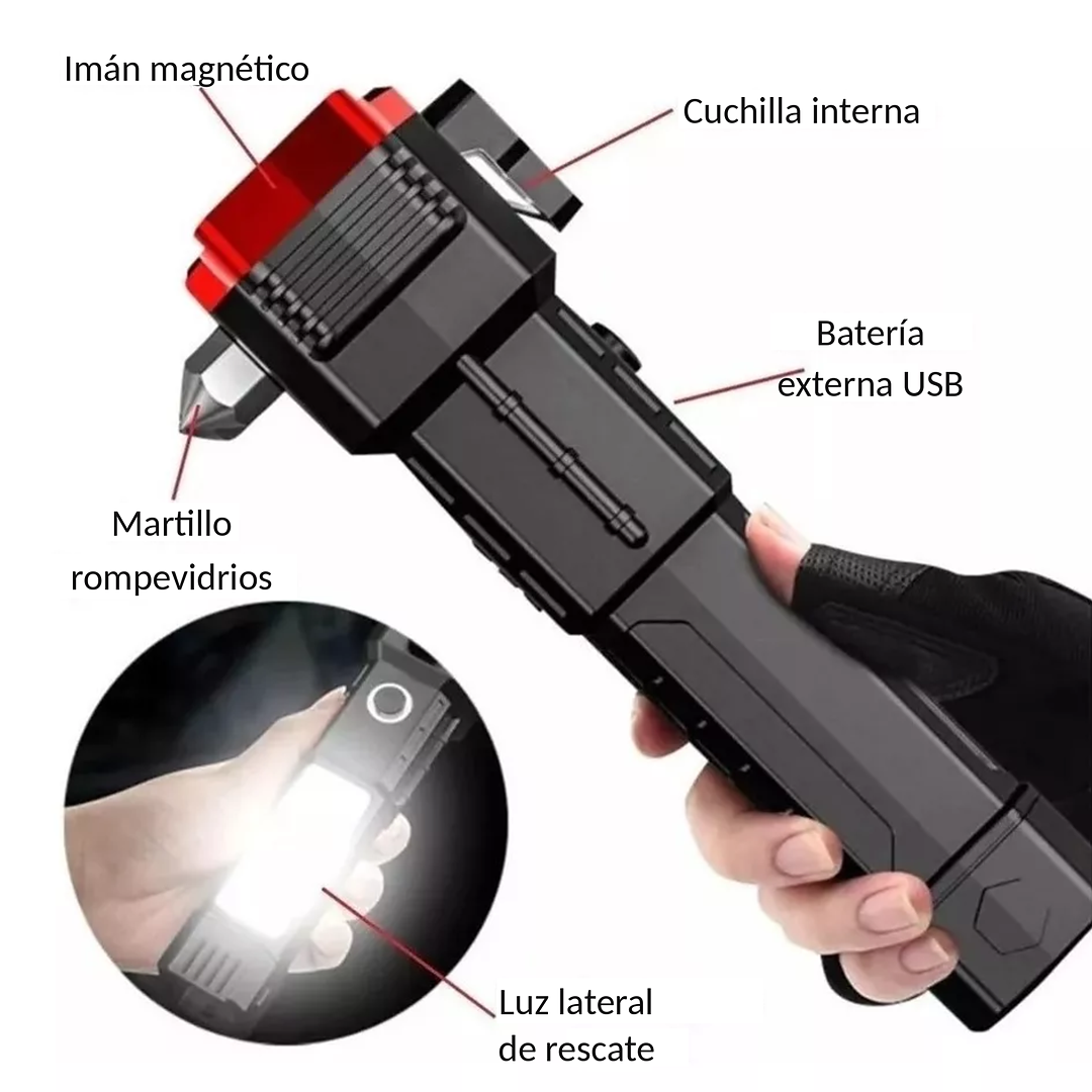 Linterna LED Multifunción 4 en 1 – Práctica para Emergencias