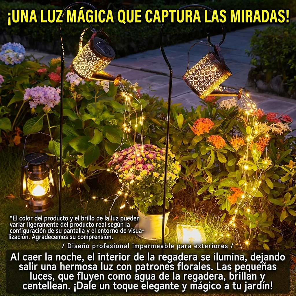 Regadera Solar Decorativa LED con Efecto Cascada – Iluminación para Jardín